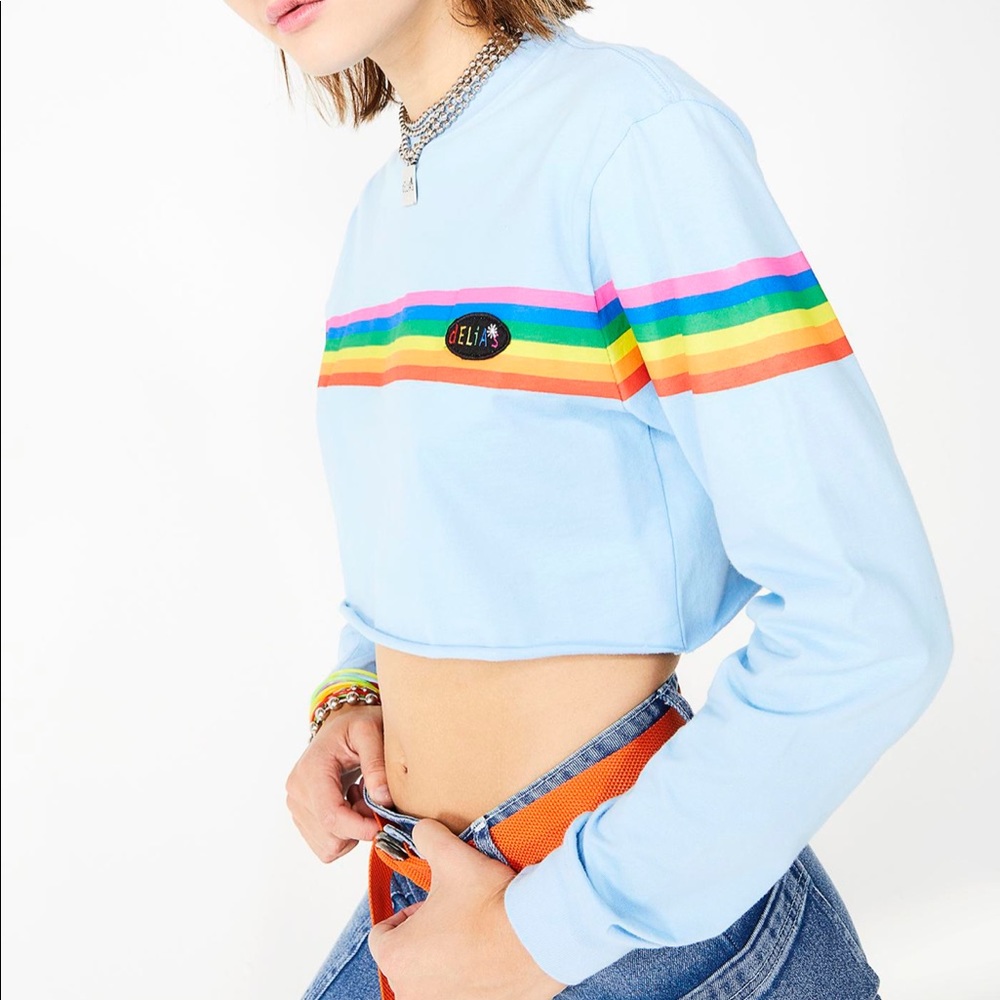 Girl meets rainbow cropped tee